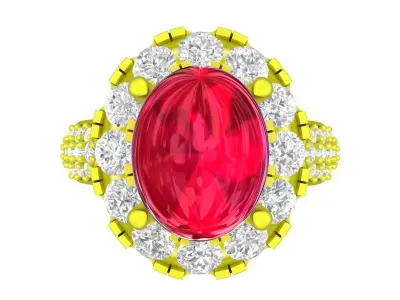 A7640 Oval Ruby Diamond Women Fashion Ring 3D Model 3D print model