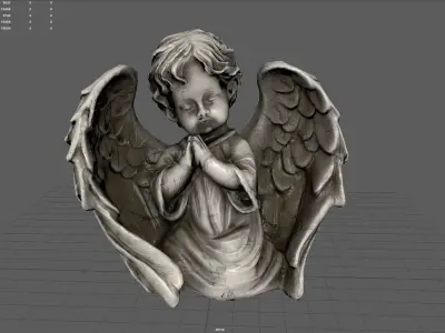 Angel Praying with Spread Wings Low-poly 3D model