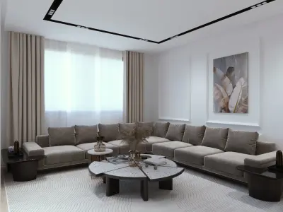Living Room and Kitchen with BEDROOM  3D model