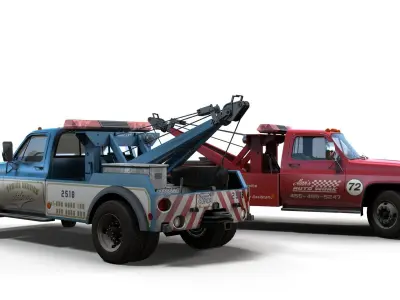 Vintage wrecker tow car Low-poly 3D model