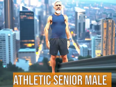 Athletic Senior Male model pack Low-poly 3D model