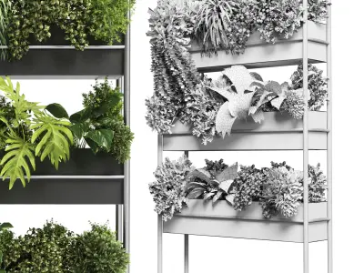 Indoor plant-plant stand metal vase 02 Low-poly 3D model