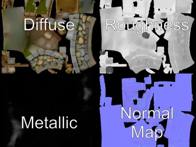 Stone MossCovered Well Model Pack Low-poly 3D model