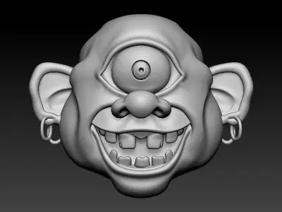Blue One-Eyed Monster Head 3D Model 3D print model