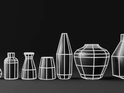 Modern Vase set Low-poly 3D model