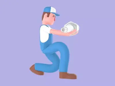 Stylized 3D Mechanic Character - Cartoon Spark Plug 3D model