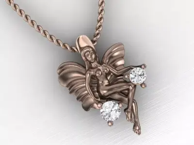 butterfly girl pendant 3D print model