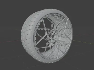Supercar Wheel and Tire 3D model