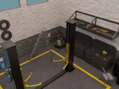 Car Garage with Tools 3D model