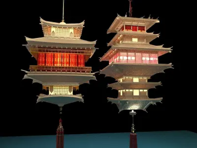 Chinese palace  lantern  3D model buy