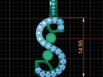 LUXURY ALPHABET S PENDAANT 3D PRINTABLE MODEL 3D print model