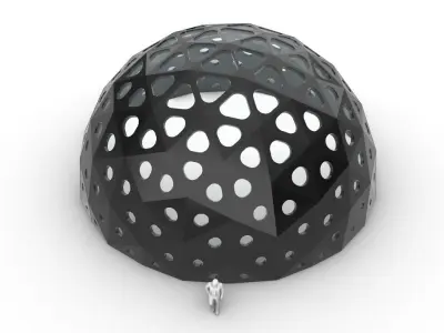 Geodesic Dome with Dynamic Perforations and glass panels 3D model