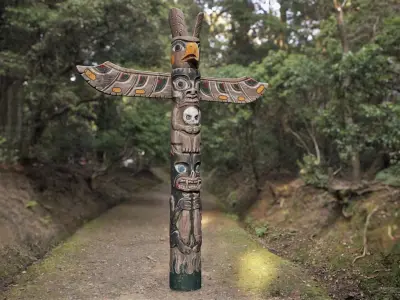 Totem Pole PBR Low-poly 3D model
