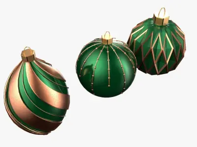 Christmas Tree Ornament Set5 - Green Orange 3D model