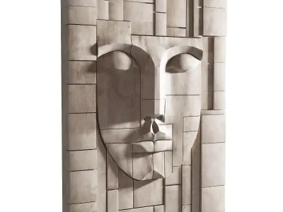 Face Sculpture Wall Art Frame Low-poly 3D model