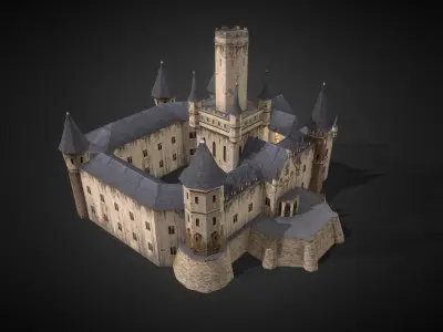 3d Marienburg Castle for AR-VR-Metaverse-Mix Reality Low-poly 3D model