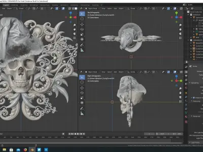 Christmas Santa Skull and Ornaments 3D model
