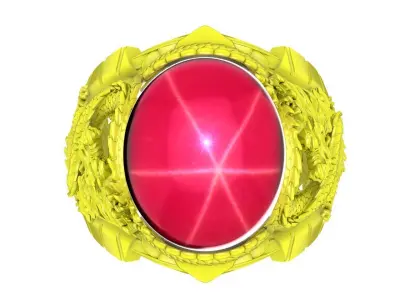 Luxury Dragon Cabochon Mens Ring 3D Jewelry Model 4765 3D print model