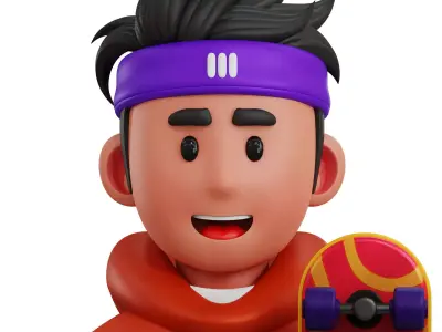 Skater Player Avatar 3D Icon Low-poly 3D model