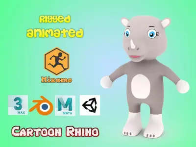Character013 Animated Rhino 3D Low-poly 3D model
