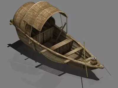 Game Traffic - Small wooden boat 02 3D model