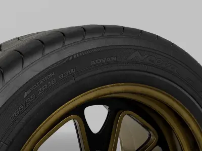 Car wheel with yokohama tire 3D model