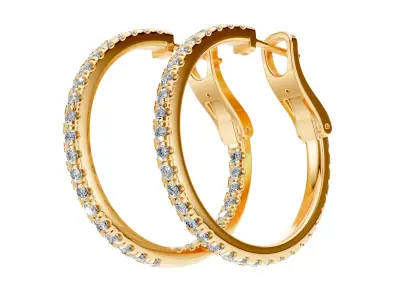 Round Earrings With Clasp Lock 3D print model