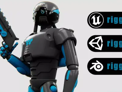 CYBER COP X-200 Rigged for Unreal Engine - Unity - MIXAMO 3D model