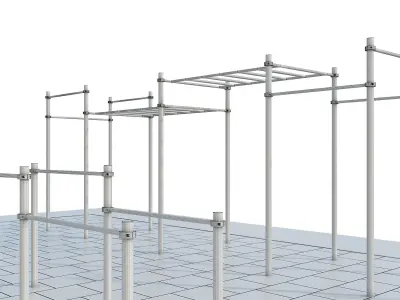 Sports ground with pull up bars 3D model