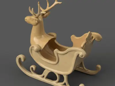 Santa Sleigh Christmas Decoration planter - vase - garden 15 3D print model