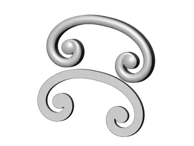 Forged floral scroll ornament onlay relief 3D print model