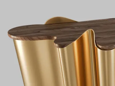Sossusvlei Brass and Walnut Modern Console Table 3D model
