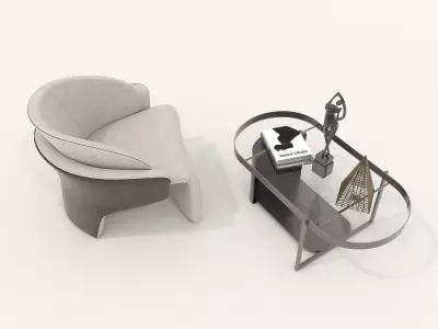 Modern Coffee Table and Armchair Set 48 3D model