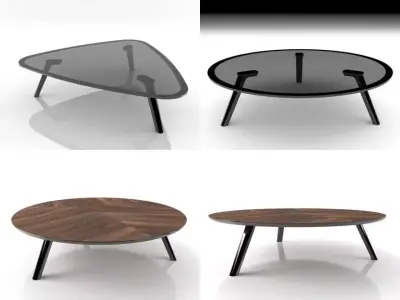 Sullivan four different coffee tables with legs and glass tops 3D model