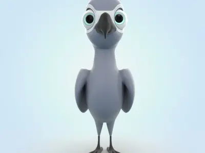 African grey parrot 3D model