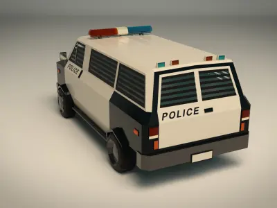 Low Poly Police Van 04 Low-poly 3D model