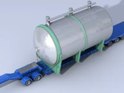 Heavy Lowboy Trailer Low-poly 3D model