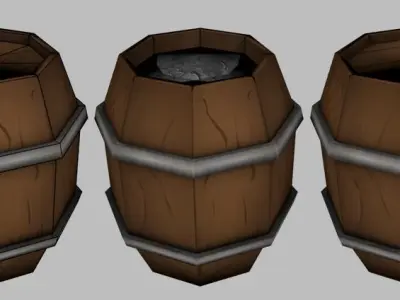 Wood Barrel Pack Free low-poly 3D model