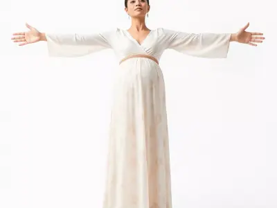 Elegant White Maternity Dress model pack Low-poly 3D model