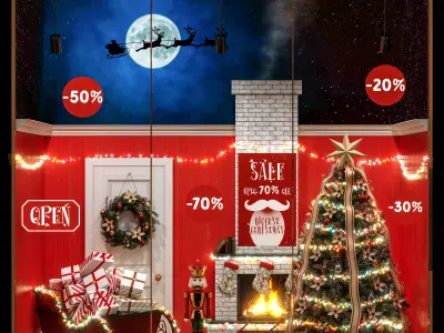 Christmas showcase of a decorative store 3D model