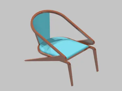 wooden designer chair with fabric cushion 3D print model
