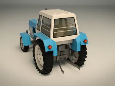 Low Poly Tractor 02 Low-poly 3D model
