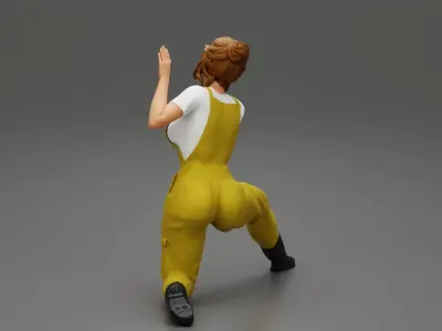 automotive mechanic girl with suit check the car 3D print model