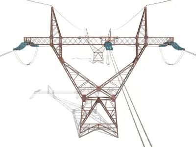 Electricity Pole 21 Weathered 3D model