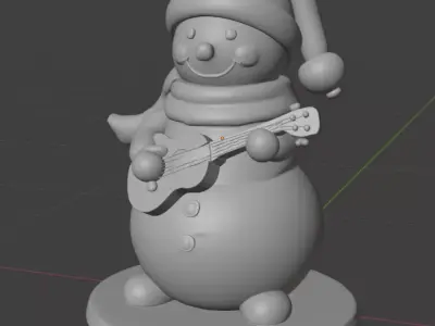 Snowman figurine with a ukulele 3D print model