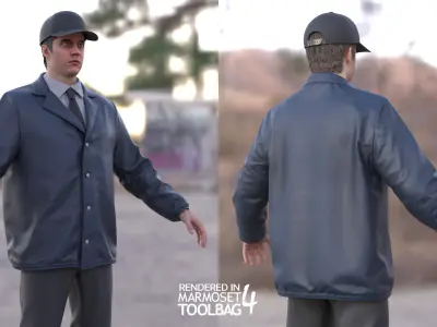 Man - Agent Outfit - Modular - Rigged Low-poly 3D model