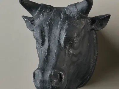 RH CIRCA 1900 CAST METAL BULLS HEAD 3D model