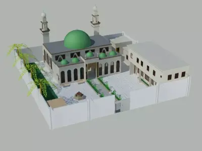 Grand Mosque with School and Library   Low-poly 3D model