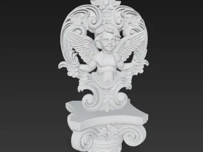 Neoclassical Cherub Statue 3D model