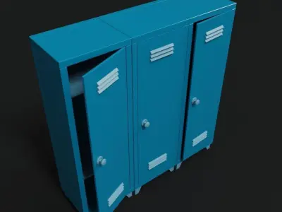 Locker low poly 3d model three lockers Low-poly 3D model